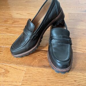 Madewell Black Leather Lugs Loafers
